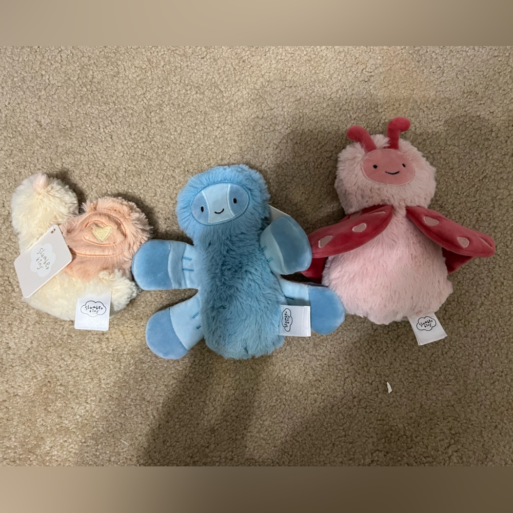 Slumberkins Bug Lot- Snail, spider, lady bug